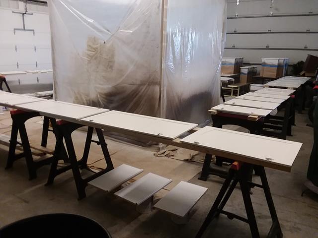 Oak Cabinet Restoration - During